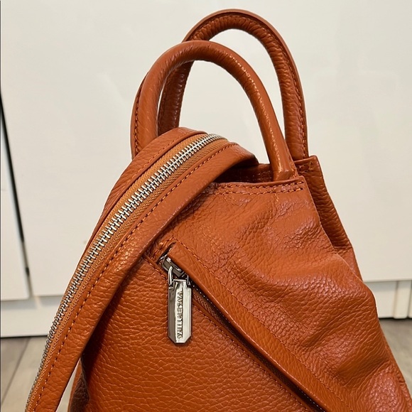 HOSTPICK 🧡 Valentina NWOT Cognac Italian Leather Backpack Crossbody Bag - Picture 7 of 15